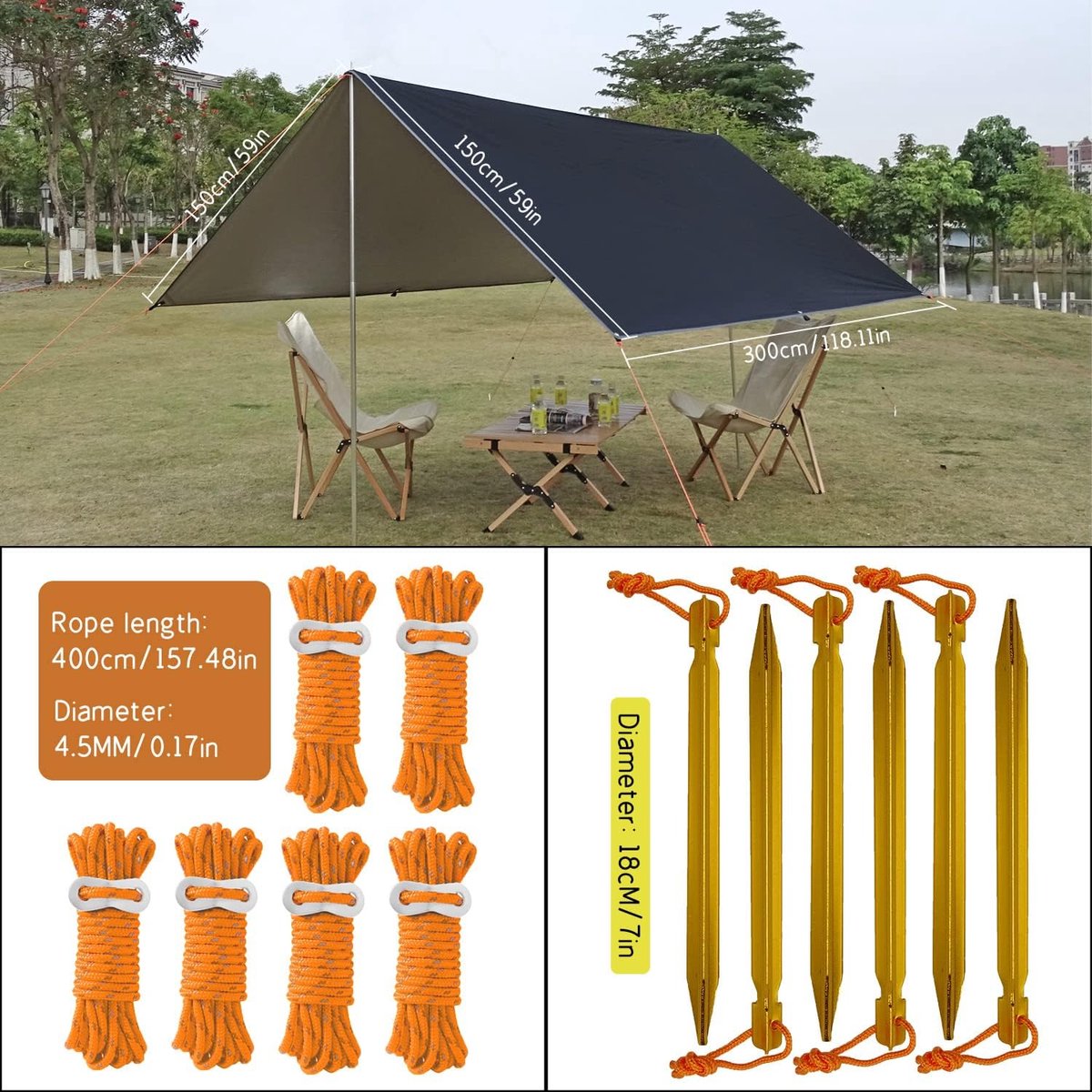 xaoyunyn Tente de Camping Légère et Portable pour Protection contre le Soleil et la Pluie avec Installation Facile, Bâche Extérieure Multi-Usage pour Randonnée, Pique-Niques