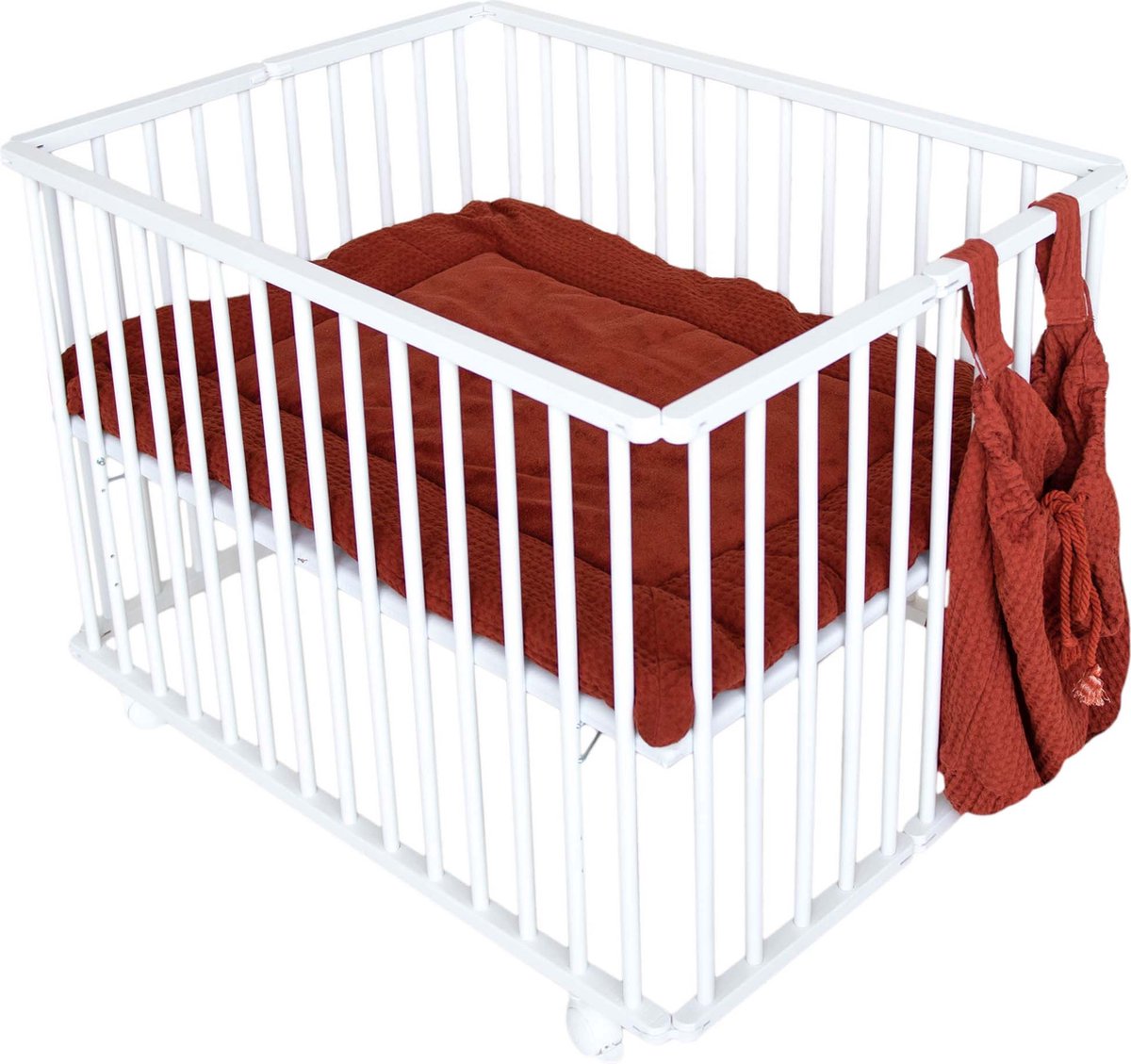 Prénatal Inklapbox Edin – In 3 Hoogtes Verstelbare Baby Box – Kinderbox op Wieltjes – 100 x 75 cm - Wit – foto 6