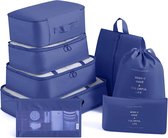 Ensemble d'organisateur de valise de 8 pièces, sacs de compression, cubes d'emballage d'organisateur de voyage étanches, ensemble d'organisateur de voyage pour les vacances et les voyages, bleu marine