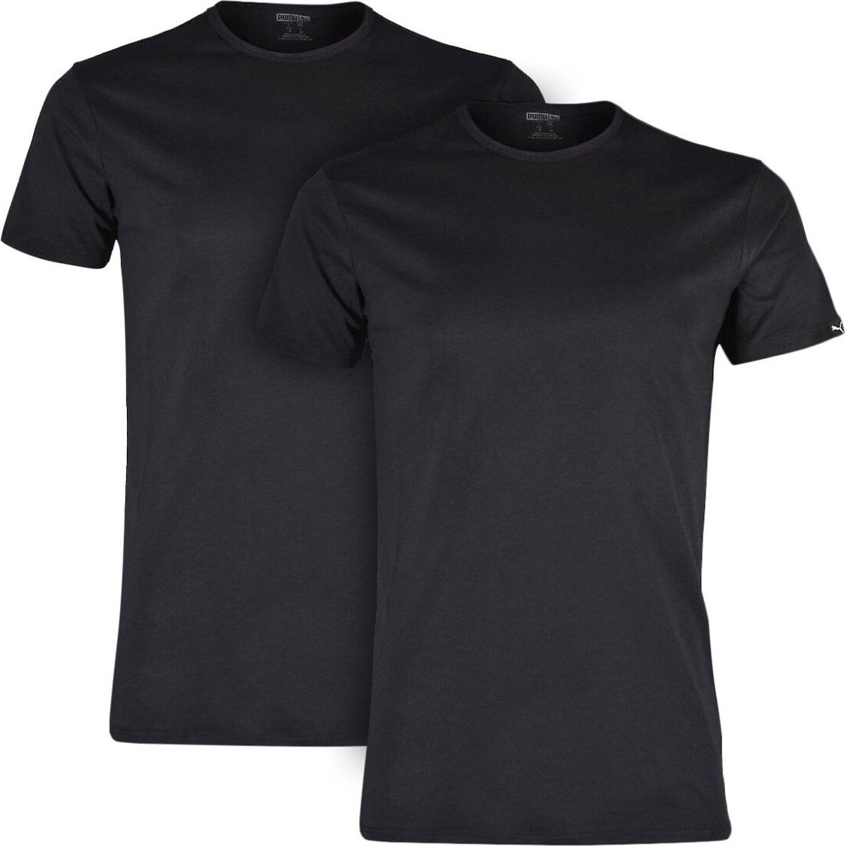 PUMA Basic T-shirt Ronde Hals 2P Heren M Zwart