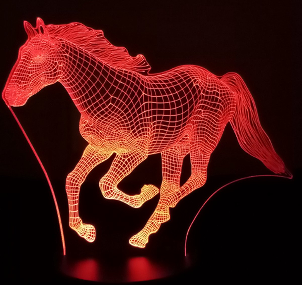 Lumiasfer - Nachtlamp 'Rennend Paard' - LED lamp - 3D Illusion - 7 kleuren en 4 effecten
