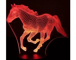 Lumiasfer - Nachtlamp 'Rennend Paard' - LED lamp - 3D Illusion - 7 kleuren en 4 effecten