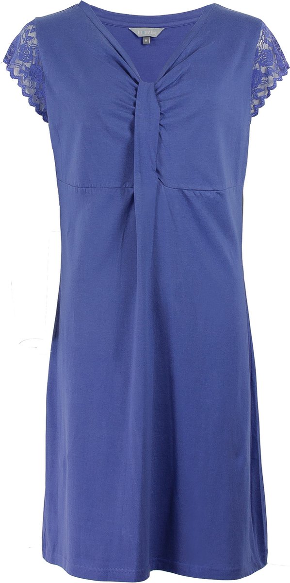 Irresistible Dames Nachthemd - 100% Katoen - Kobalt Blauw Licht Blauw