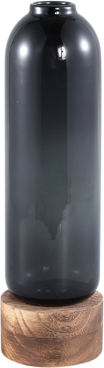 PTMD COLLECTION PTMD Fleure Vaas - 9x9x38 cm - Glas - Grijs