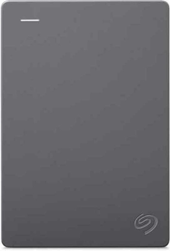 Grijze Seagate Basic externe harde schijf 5TB, voorkant.