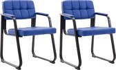CLP Canada B Set de 2 chaises de salle à manger - avec accoudoir - Structure Zwart - Similicuir - bleu