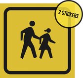 Pictogram/ sticker | 20 x 20 cm | Vervoer schoolkinderen/ Schoolbus | School | Schoolomgeving | Opgelet | Trager rijden | Kinderen | Ecole | Kids | 2 stuks