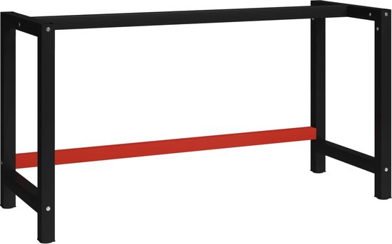 vidaXL - Werkbankframe - 150x57x79 - cm - metaal - zwart - en - rood