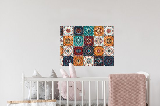 Stickers muraux - Film autocollant - Rétro - Feuilles - Design - Oranje - Marron - 40x30 cm - Film adhésif - Stickers muraux Chambre d'enfant - Papier peint autocollant