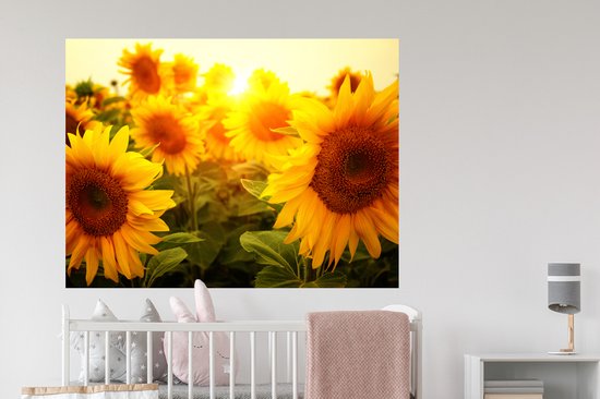 Stickers muraux - Film autocollant - Tournesol - Jaune - Fleurs - Soleil - 120x90 cm - Film adhésif - Stickers muraux chambre d'enfant - Papier peint autocollant - Papier peint autocollant - Film autocollant