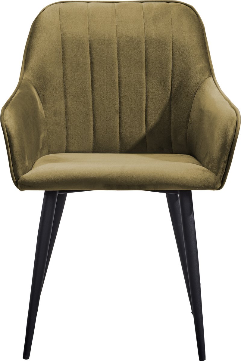 Soof&Tess - Set van 4 - Modena Eetkamerstoel - Groen - Fluweel - Velvet - Industrieel - Met armleuning - Easy Clean Stoffen - Hoge Kwaliteit