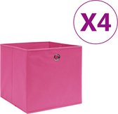 vidaXL-Opbergboxen-4-st-28x28x28-cm-nonwoven-stof-roze