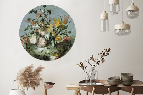 WallCircle - Déco chambre esthétique - Fleurs - Oude Meesters - Baroque - Nature - 120x120 cm - Déco chambre ados - Décoration murale - Peintures ronds