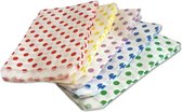 Prigta - Papieren zakjes Mix - 100 stuks - 10x16 cm - wit met gekleurde stipjes - 40 gr/m2 / cadeauzakjes