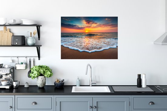 Stickers muraux - Film autocollant - Plage - Mer - Coucher de soleil - 80x60 cm - Film adhésif - Stickers muraux Chambre d'enfant - Papier peint autocollant - Papier peint autocollant - Film autocollant