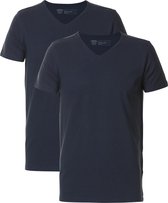 Petrol Industries Heren T-Shirts 2-Pack - V-Hals - Katoen - Regular Fit - Basic Tshirt Set Korte Mouwen - Ondershirt - Multipack van 2 stuks - Blauw - Maat L
