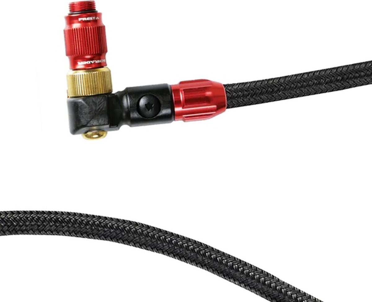 Lezyne ABS-1 Pro HP Braided - Geschikt voor gevlochten/braided slangen - Presta, Dunlop en Schrader ventielen - Rood