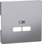 Centraalplaat voor USB-oplader - RVS-look - Merten - Systeem Design - Schneider Electric - MTN4367-6036