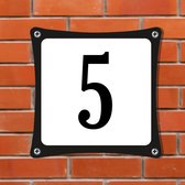 Namengigant Huisnummerbord Emaille-Look - Nummer 5 - Standaard - 10 x 10 cm | incl. schroeven