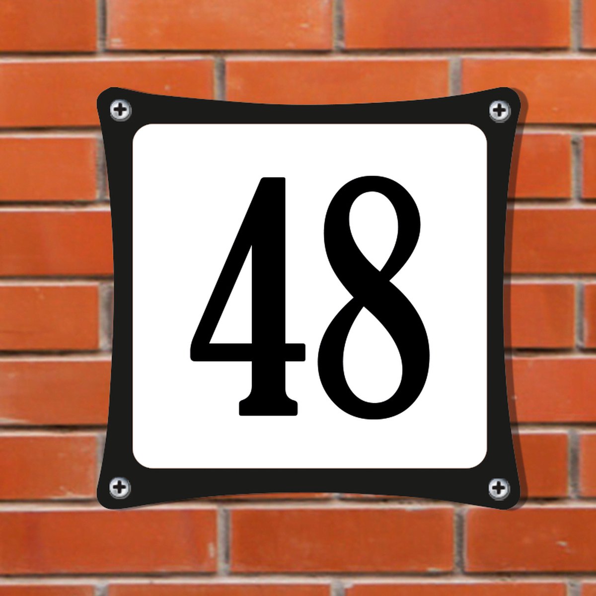 Namengigant Huisnummerbord Emaille-Look - Nummer 48 - Standaard - 10 x 10 cm | incl. schroeven