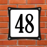 Namengigant Huisnummerbord Emaille-Look - Nummer 48 - Standaard - 10 x 10 cm | incl. schroeven