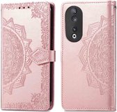 iMoshion Hoesje Geschikt voor Honor 90 Pro Hoesje Met Pasjeshouder - iMoshion Mandala Bookcase - Rosé Goud