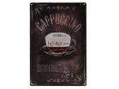 Wandbord – Cappuccino - Koffie – Vintage - Retro - Wanddecoratie – Reclame bord – Restaurant – Kroeg - Bar – Cafe - Horeca – Metal Sign - 20x30cm