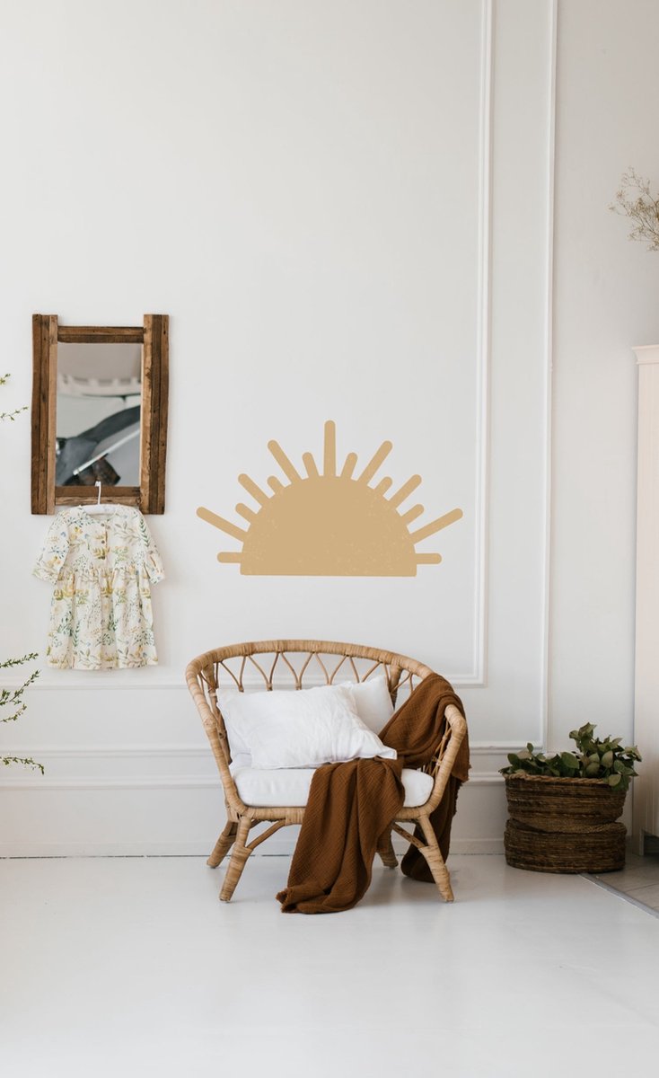 XL Halve zon Muursticker Beige