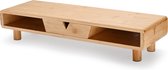 OfficeWorld Range® Bambus Monitor Stand Riser met een lade - Bamboo Monitor Stand Desk Organizer - Wood Desk Stand Riser voor het houden van monitoren, printers en laptops - 61 x 20 x 12 cm