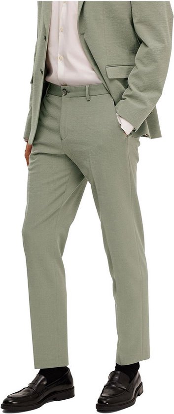 Pantalon habillé coupe slim Corby Seersucker SELECTED - Homme - Sage Désert - 44