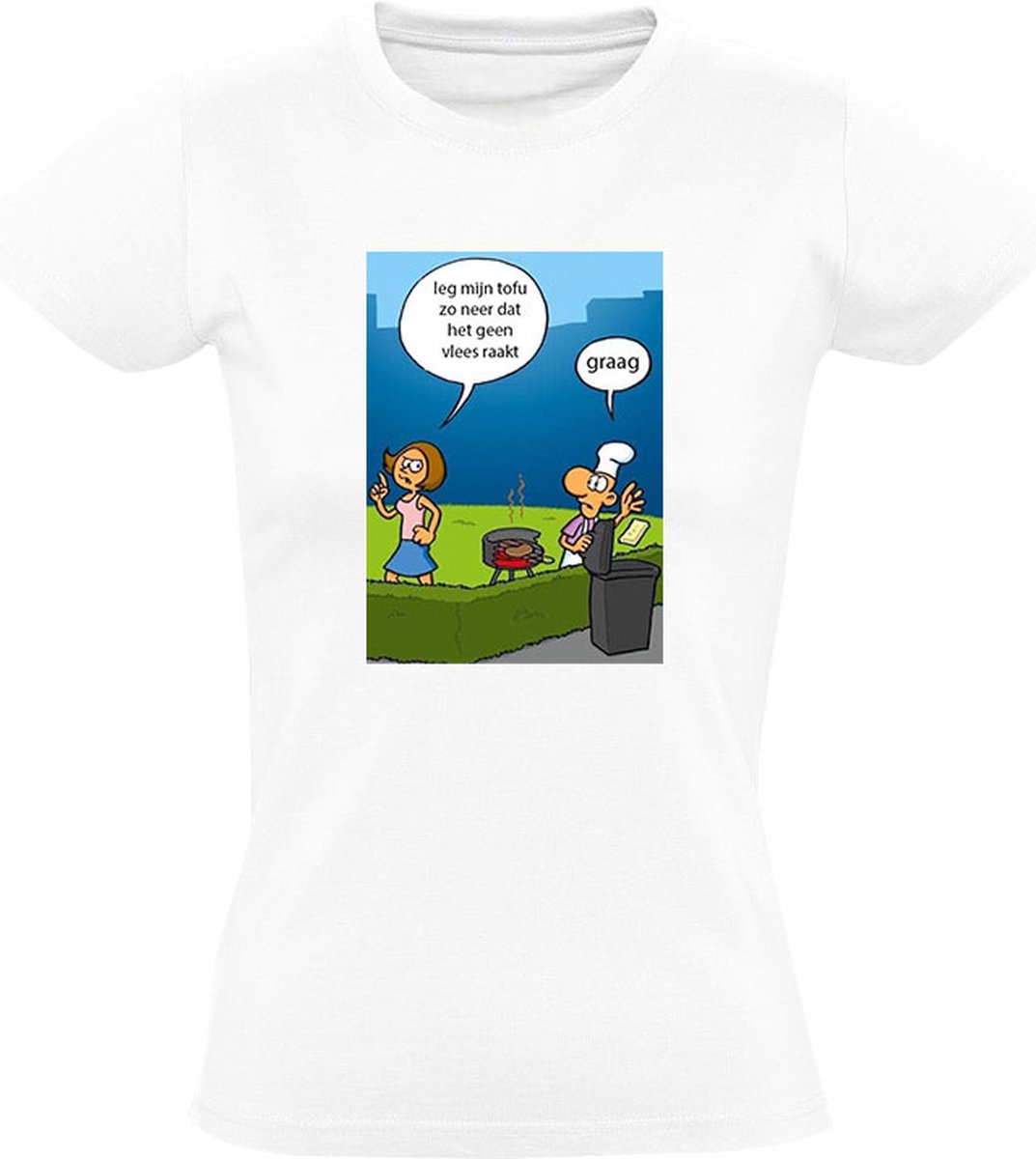 Barbecue Dames T-shirt - tofu - tofoe - tahoe - vlees - barbeque - bbq - grappig