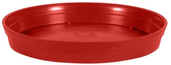 Pot de fleurs Toscane synthétique rouge D20 x H17 cm avec socle D15 cm - Ensemble Pots de fleurs / cache- pots