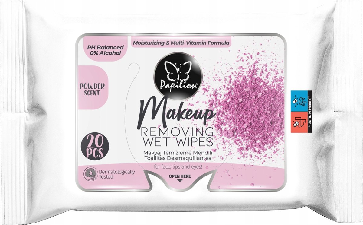 Goedkoopste PAPILION MAKE-UP VERWIJDERDOEKJES POEDER 40 stuks.