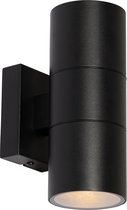 QAZQA Professional duo - Moderne Wandlamp Up Down voor buiten - 2 lichts - D 12.7 cm - Zwart - Buitenverlichting