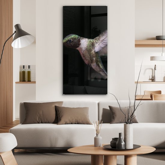 MuchoWow® Peinture sur verre 60x120 cm - Peinture sur verre acrylique - Colibri - Vogel - Ressorts - Photo sur verre - Peintures