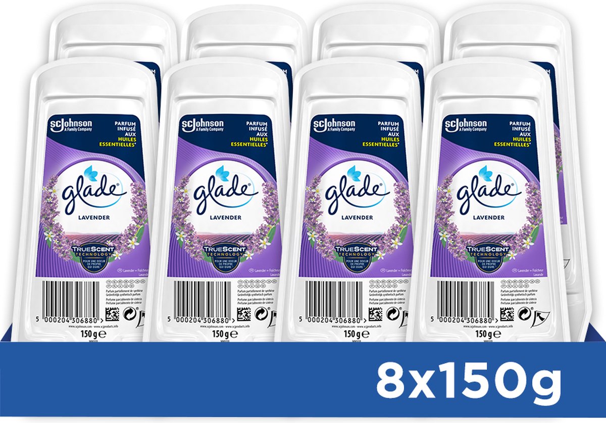 Glade Gel Tranquil Lavender & Aloe - Luchtverfrisser - 8 x 150G