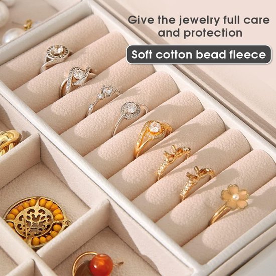 Vlando 2 Layer Sieraden Doos Grote Sieraden Organizer voor Vrouwen Verwijderbare Sieraden Lade voor Ketting Oorbellen Ringen Armbanden Sieraden Dozen voor Vrouwen Gift
