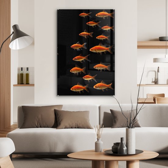 MuchoWow® Peinture sur Verre - Poisson Rouge - Animaux - Zwart - 80x120 cm - Peintures sur Verre Acrylique - Photo sur Glas
