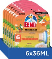 WC Eend Fresh Discs Tropical Summer - Limited Edition Geur - 1 houder + 1 navulling met 6 Discs - Toiletblokken - 6 x 36 ml