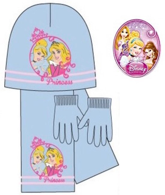Disney Princess 3-Delige Set - Muts + Sjaal + Handschoenen - Blauw - Maat 52 cm (±2-5 jaar)
