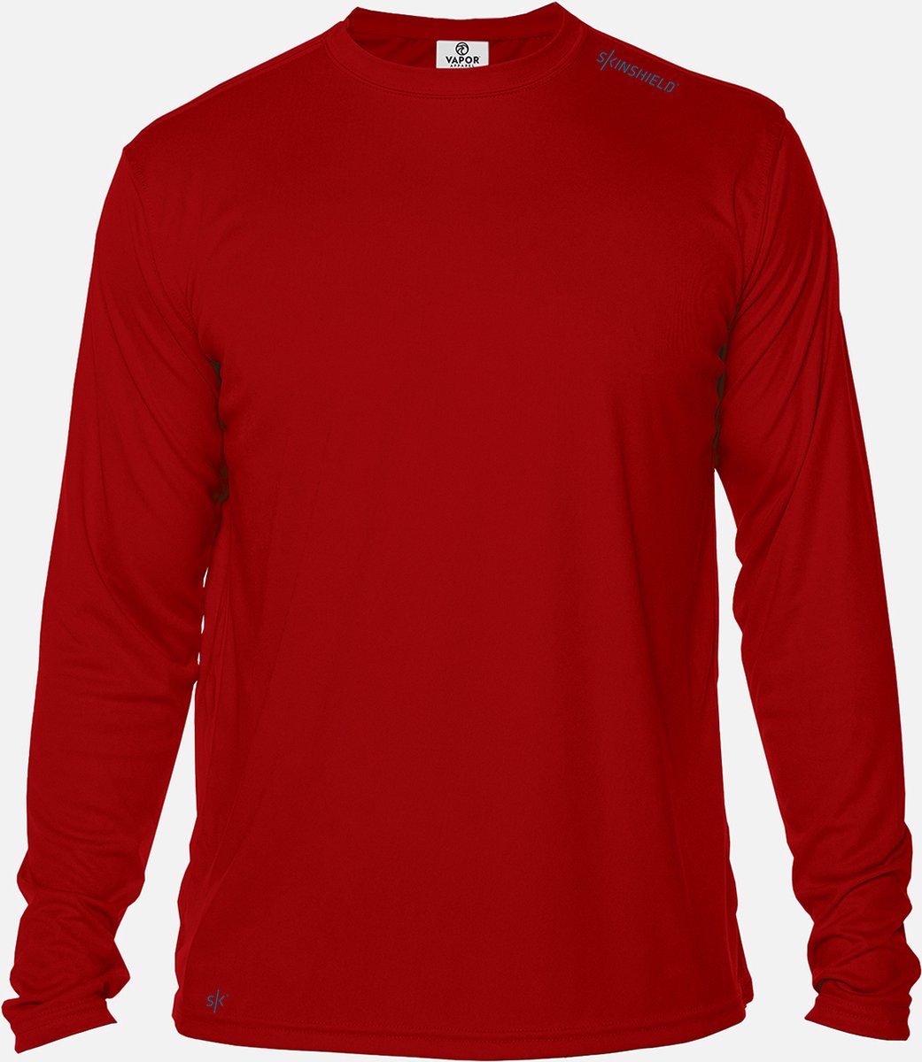 SKINSHIELD - UV Shirt met lange mouwen voor heren - FACTOR 50+ Zonbescherming - UV werend - Rood