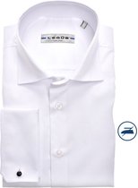 Ledub slim fit overhemd - wit - Strijkvrij - Boordmaat: 36