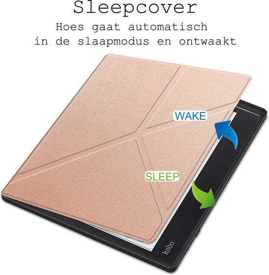 Hoes Geschikt voor Kobo Elipsa 2E Hoesje Bookcase Cover Hoes Trifold - Hoesje Geschikt voor Kobo Elipsa 2E Hoes Cover Case - Rosé Goud van Merkloos — afbeelding 5