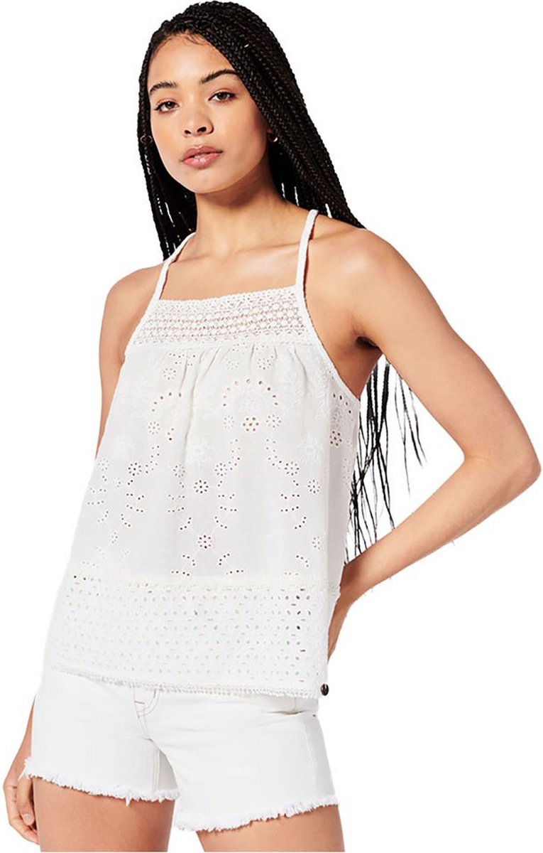 Superdry Vintage Woven Lace Mouwloos T-shirt S Vrouw Wit