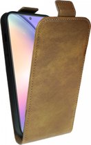Rosso Element Verticale Flip Case Geschikt voor Samsung Galaxy A54 | Portemonnee Book Case | Hoesje met Pasjeshouder | Magneetsluiting | Twee Pasjes | Bruin