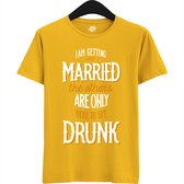 Am Getting Married | Vrijgezellenfeest Cadeau Man - Groom To Be Bachelor Party - Grappig Bruiloft En Bruidegom Bier Shirt - T-Shirt - Unisex - Geel - Maat L