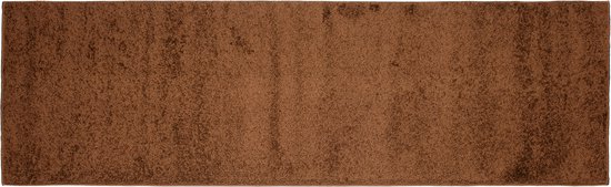 Tapiso Delhi Tapis de Couloir Marron à Poils Hauts Moelleux sur Mesure - 80x250