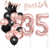 Snoes Ballons 35 Years Party Package - Décoration - Set d'anniversaire Liva Rose Number Balloon 35 Years - Ballon à l'hélium