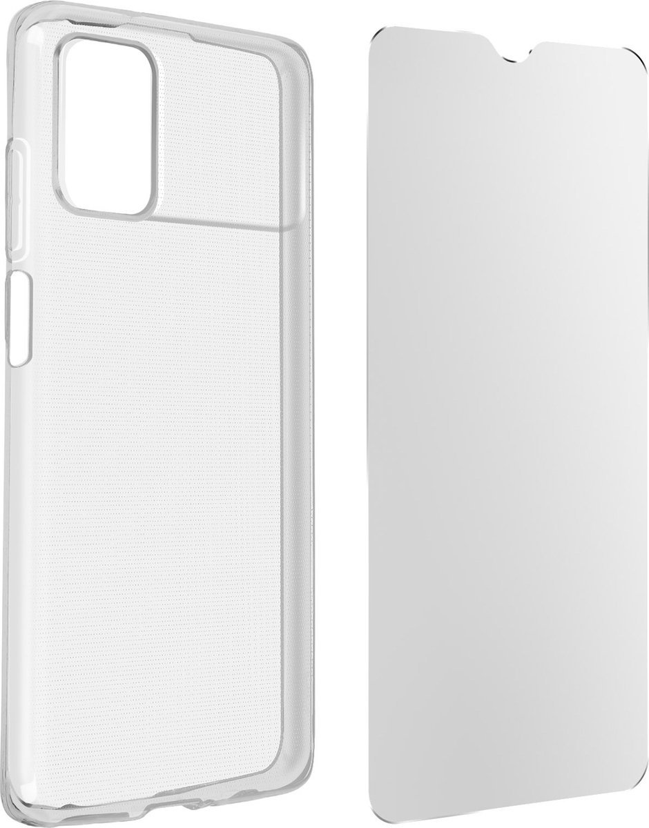 Hoes geschikt voor Xiaomi Poco M3 Siliconen + Gehard Glas 9H Transparant