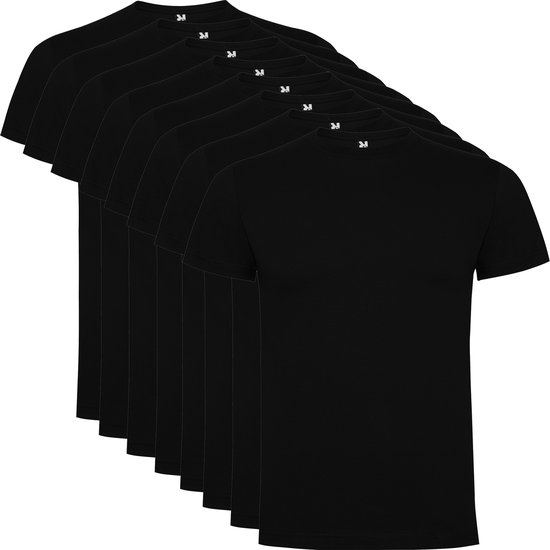 8 Pack Roly Dogo Premium Heren T-Shirt 100% katoen Ronde hals Zwart, Maat 5XL